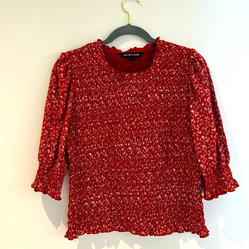 Veronica Beard red rouched top